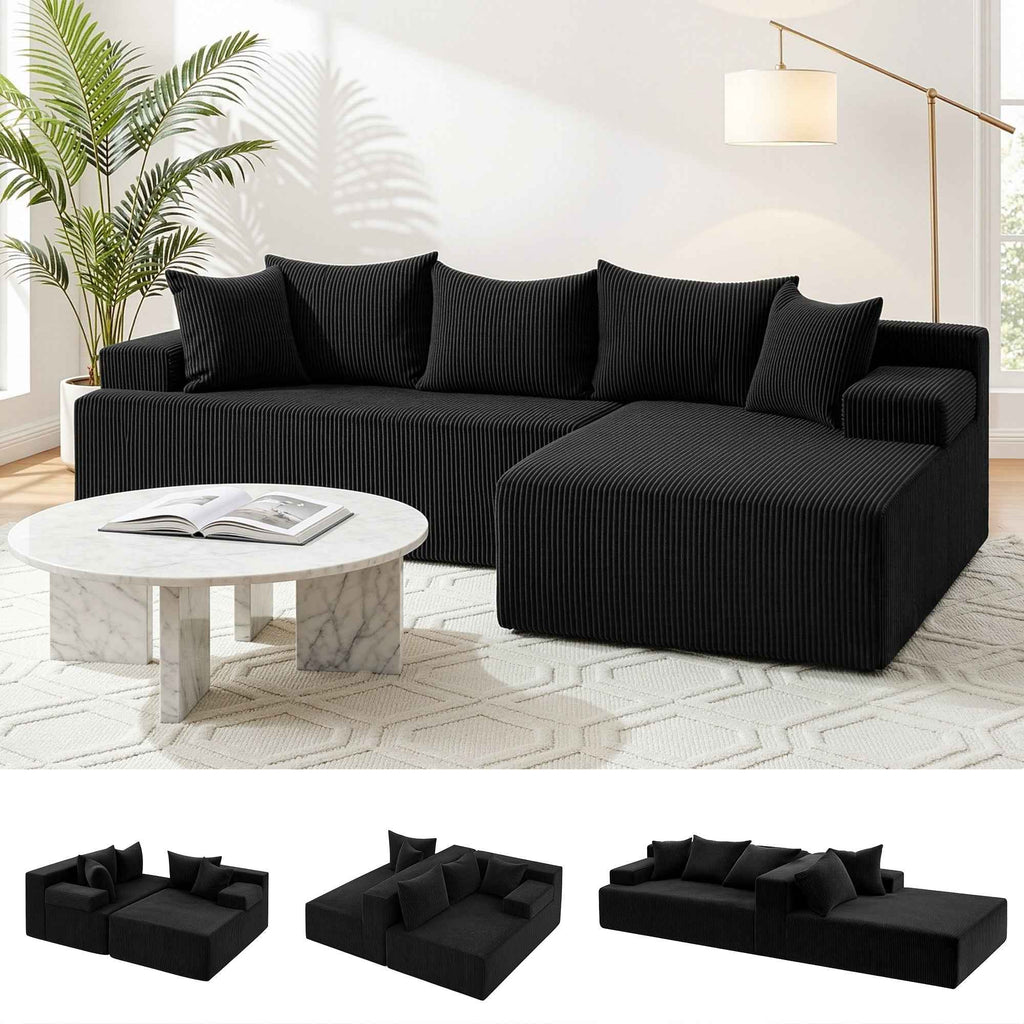 Artiss Modular Sectional Sofa Bed Convertible L-Shaped Couch with Deep Seat for Living Room