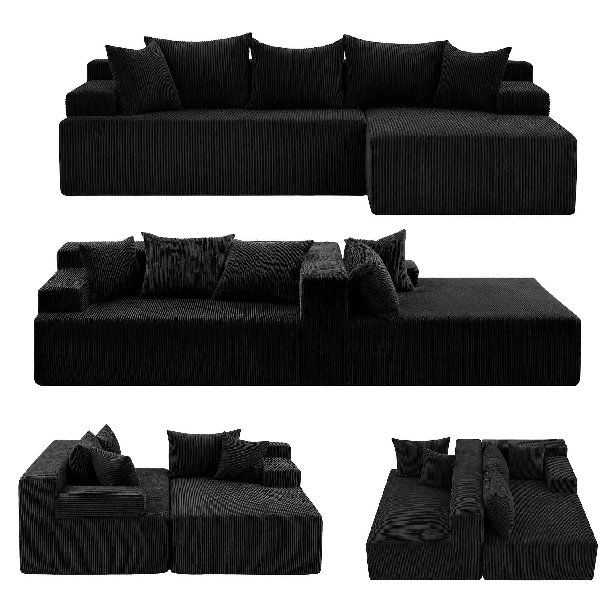 Artiss Modular Sectional Sofa Bed Convertible L-Shaped Couch with Deep Seat for Living Room
