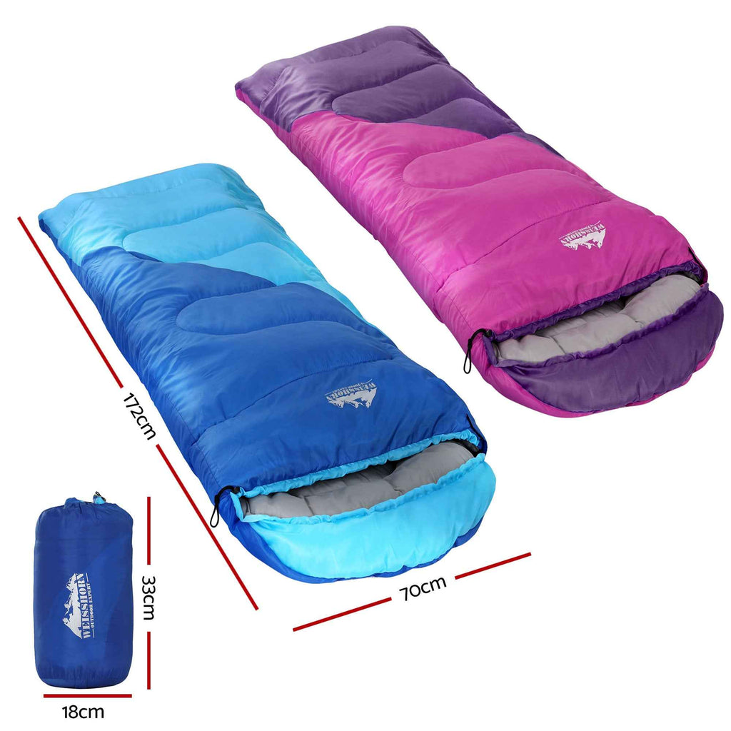 Weisshorn Sleeping Bag Set of 2 Kids Single 172cm Thermal Camping Hiking