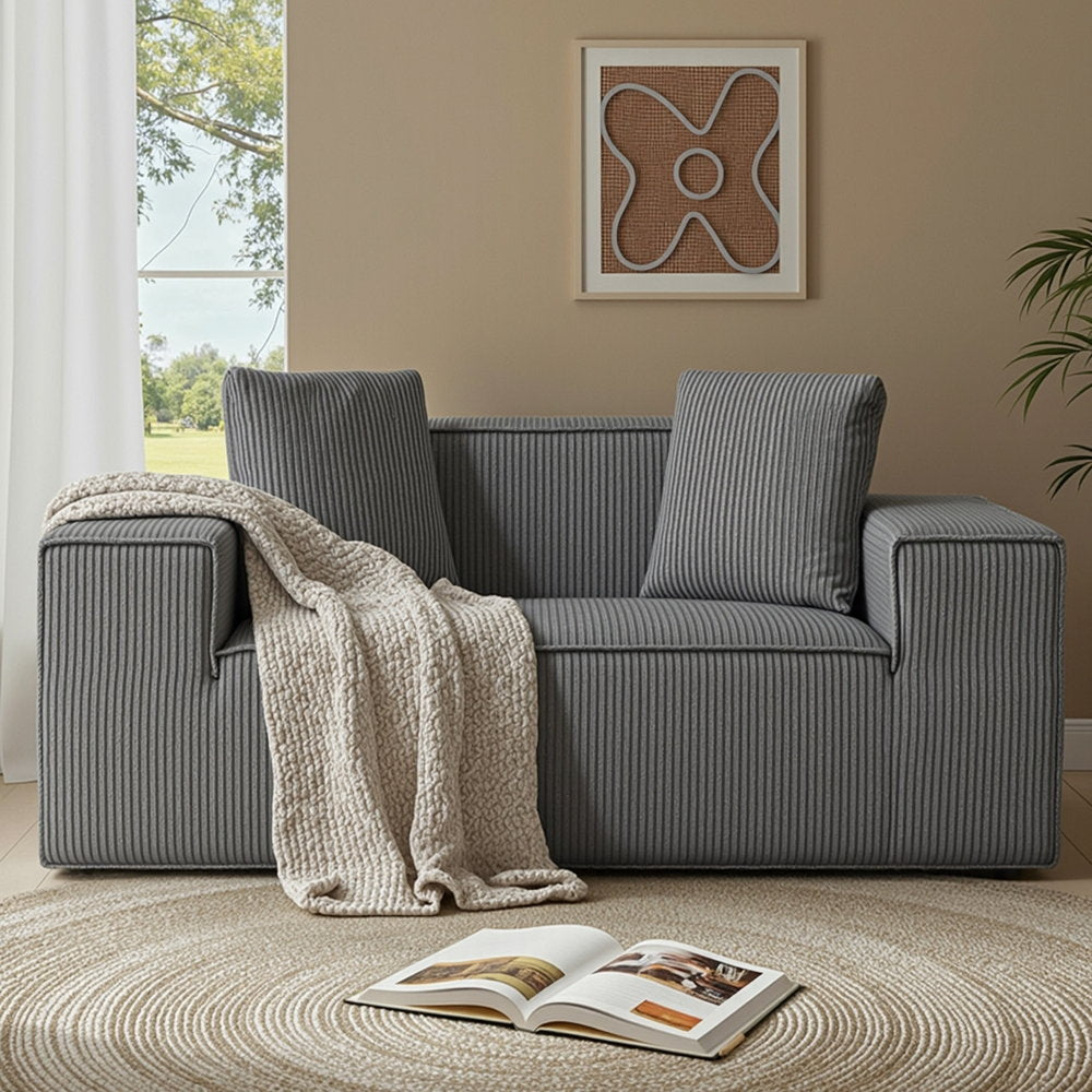 Artiss 2 Seater Sofa Loveseat Sofas Bed Couch No Assembly Corduroy Small Couches Apartement - YDS.com.au