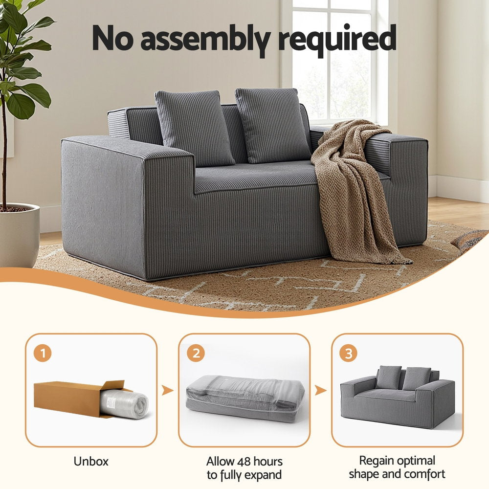 Artiss 2 Seater Sofa Loveseat Sofas Bed Couch No Assembly Corduroy Small Couches Apartement - YDS.com.au