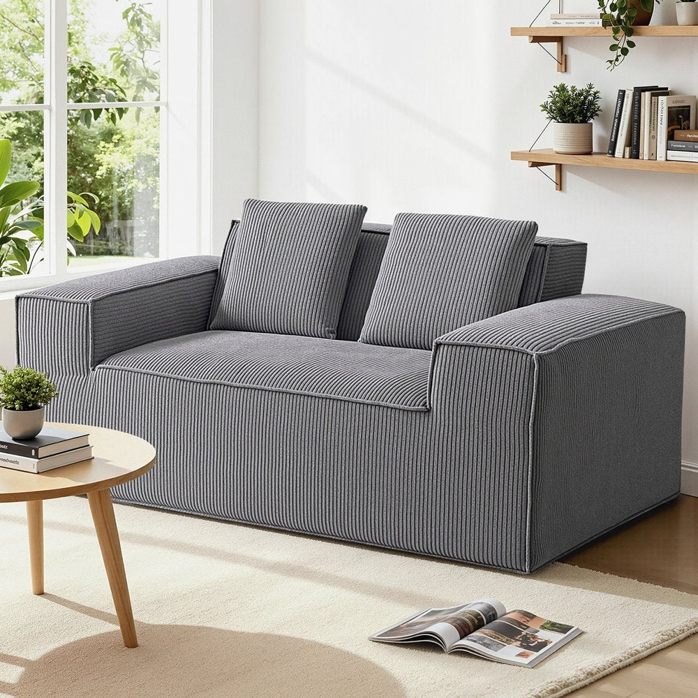 Artiss 2 Seater Sofa Loveseat Sofas Bed Couch No Assembly Corduroy Small Couches Apartement - YDS.com.au