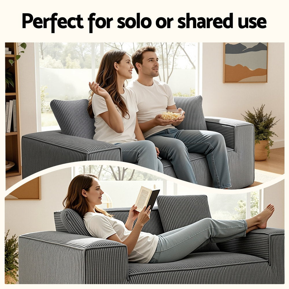 Artiss 2 Seater Sofa Loveseat Sofas Bed Couch No Assembly Corduroy Small Couches Apartement - YDS.com.au