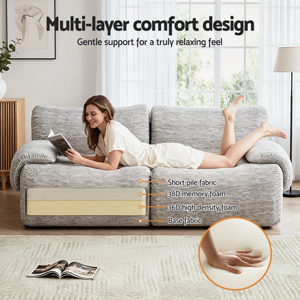 Artiss 2 Seater Sofa Modular Sectional Sofas Couch Bed No Assembly Living Room Grey - YDS.com.au