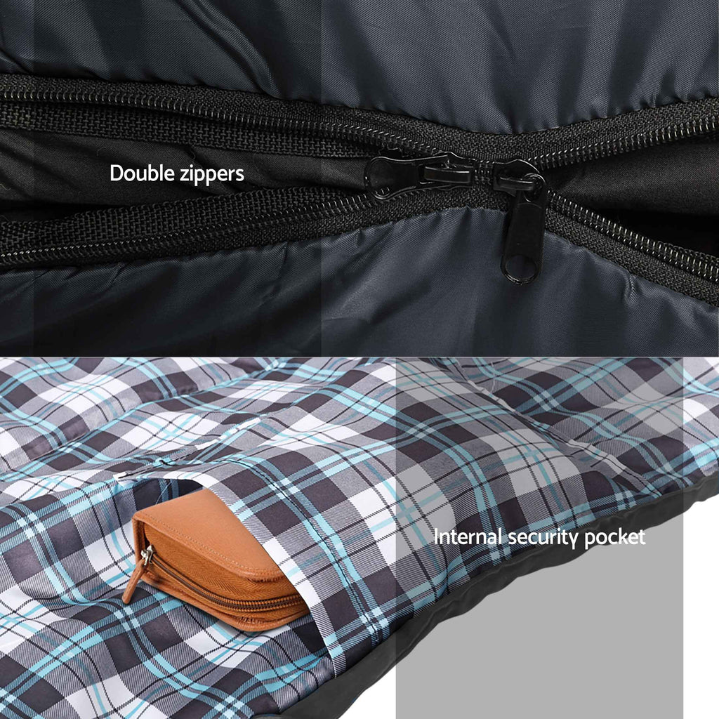 Weisshorn Sleeping Bag Set of 2 Single Thermal Camping Hiking Tent 0℃