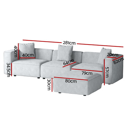 Conjunto de sofá modular Artiss de 4 plazas en color gris