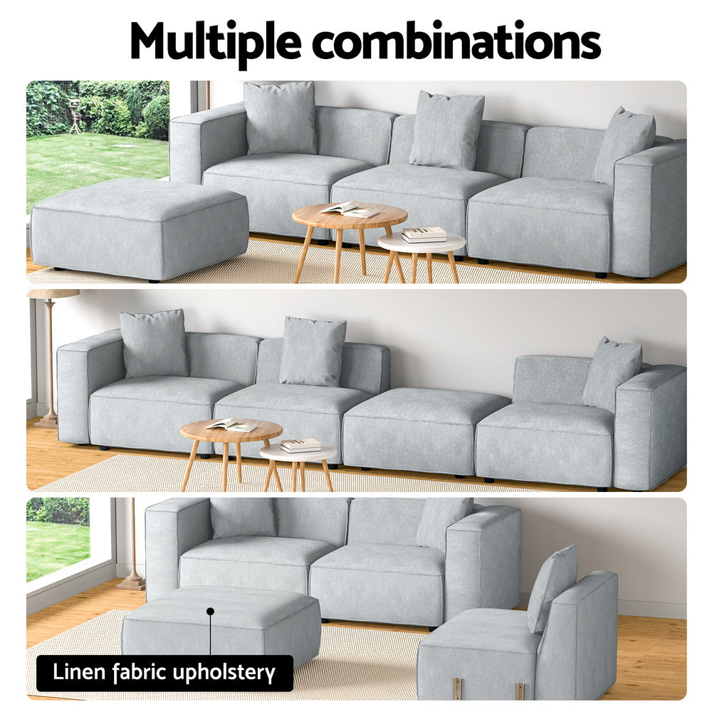 Conjunto de sofá modular Artiss de 4 plazas en color gris