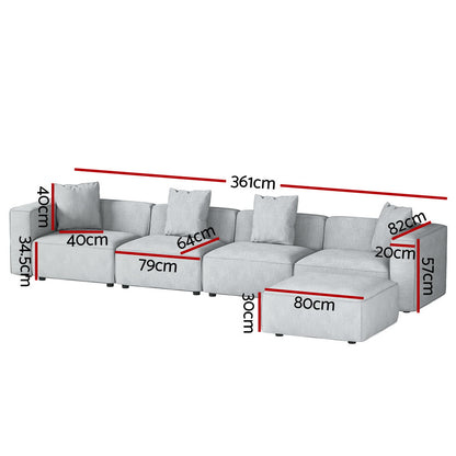 Conjunto de sofá modular Artiss de 5 plazas en color gris