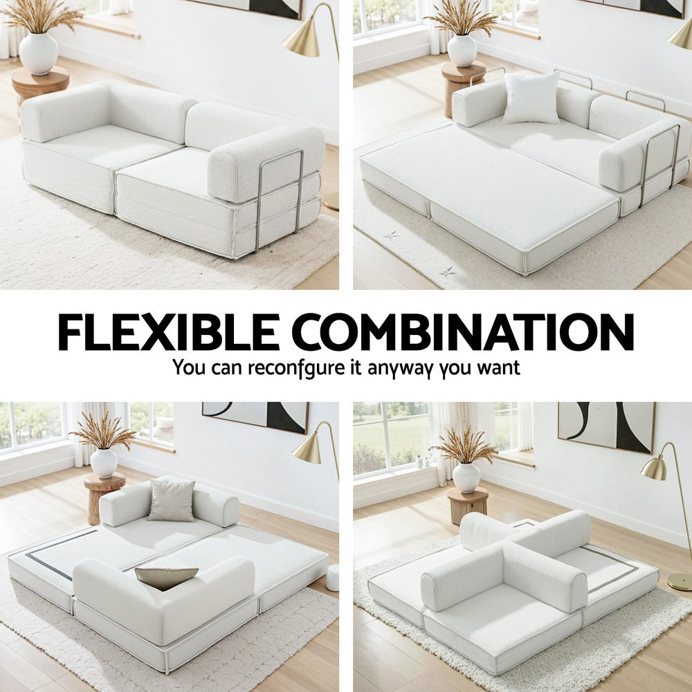 Artiss Convertible Folding Sofa Bed Beign