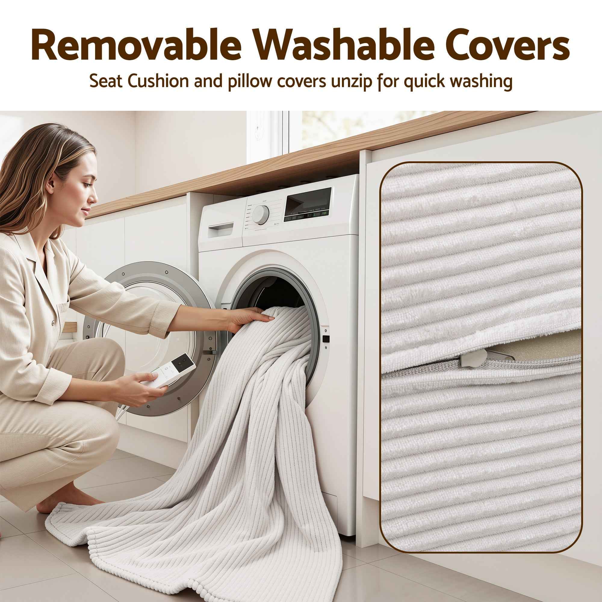 Artiss Convertible Folding Sofa Bed 30D High-Density Foam Boneless Couch with Corduroy Sleeper Couch Lounger for Living Room Beign