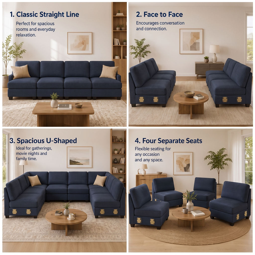 Artiss 4 Seater Modular Sofa Set Sectional Easy Assembly Dark Grey