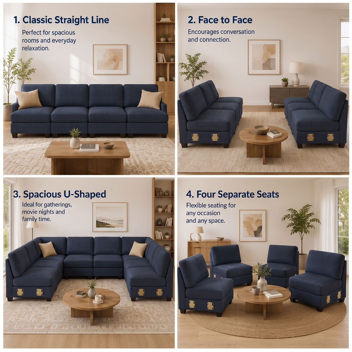 Artiss 4 Seater Modular Sofa Set Sectional Easy Assembly Dark Grey