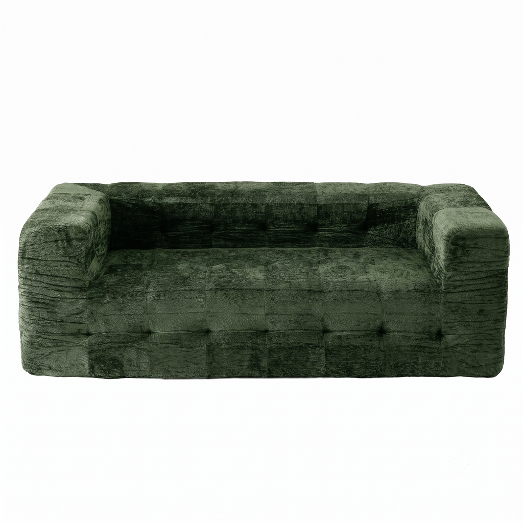 Artiss Comfort Boneless Sofa for Living Room Green Luxury Chenille