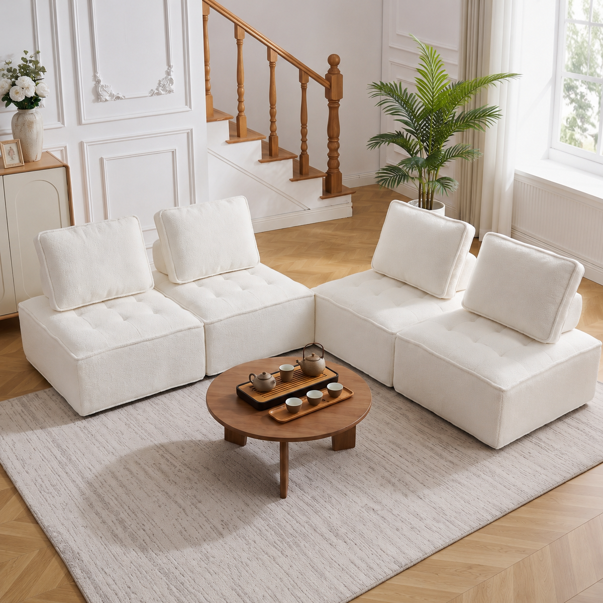 Artiss Floor Sofa Lounge Chair 4 Seater with Pillow