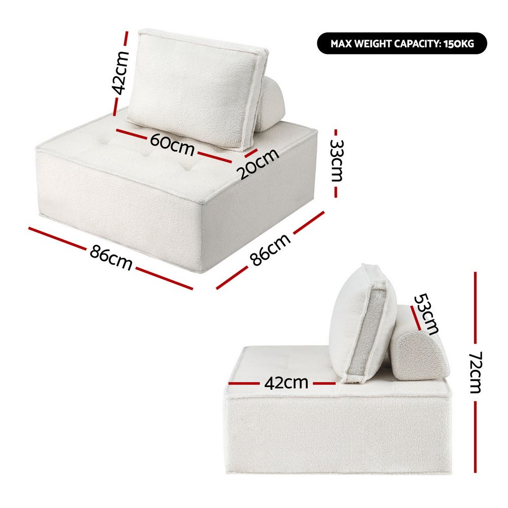 Artiss Floor Sofa Lounge Chair 4 Seater with Pillow