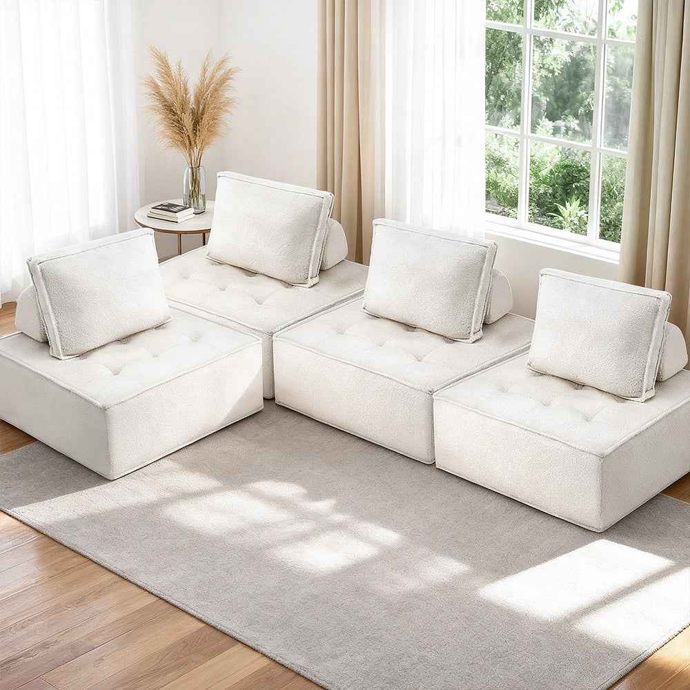 Artiss Floor Sofa Lounge Chair 4 Seater with Pillow