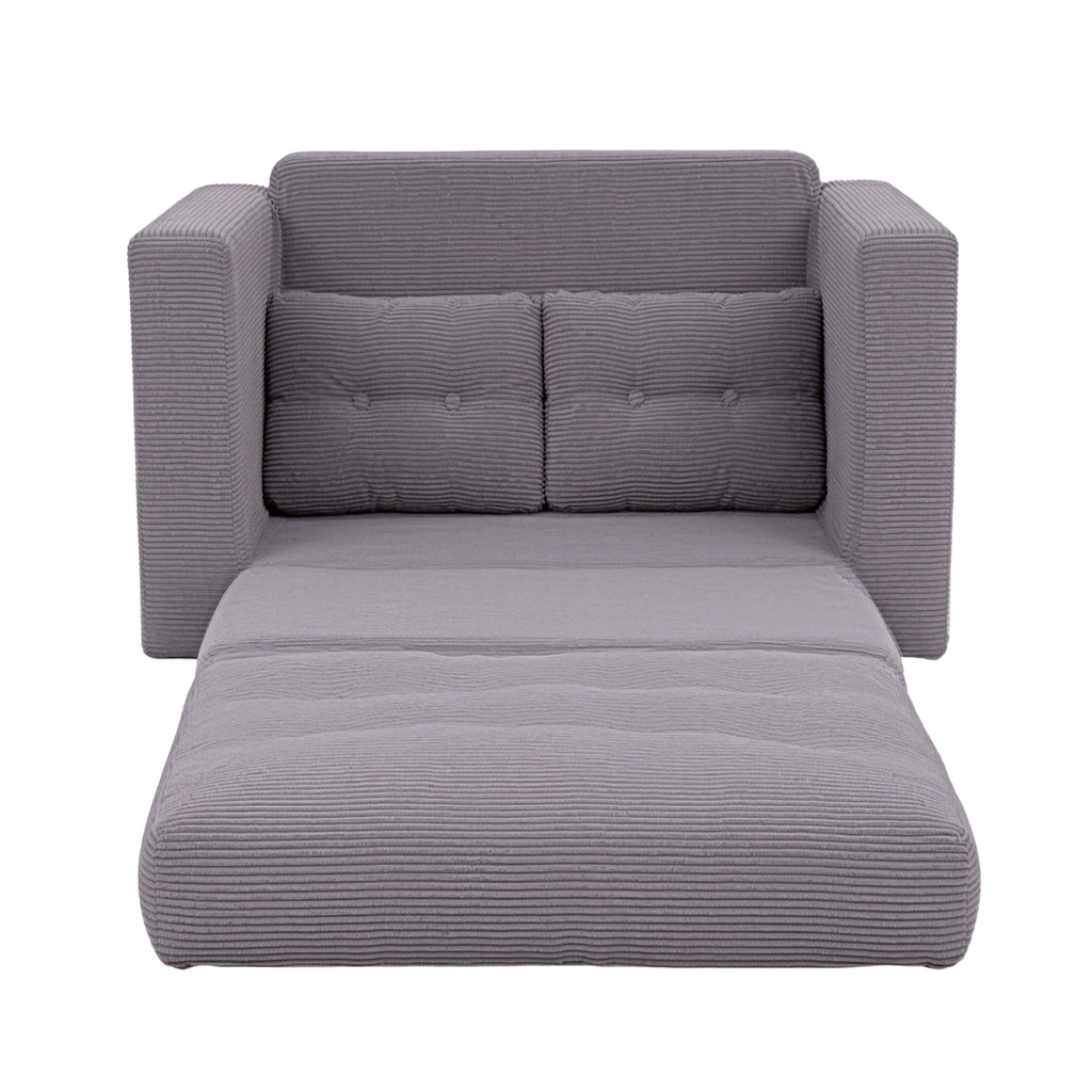 Artiss 2 Seater Corduroy Convertible Sofa Bed Pull Out Boneless Couch Grey