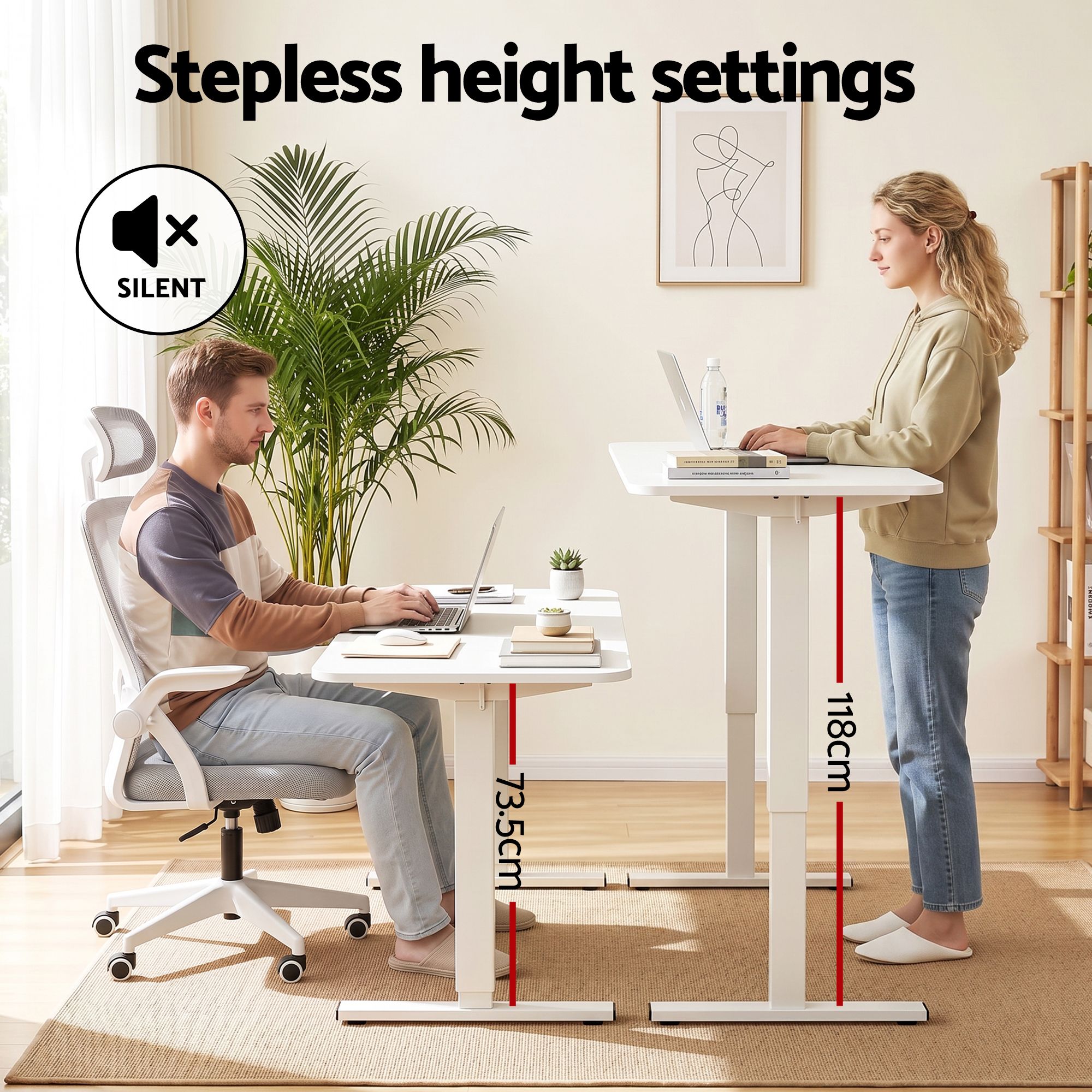 Artiss Standing Desk Office Chair Sit Stand Ergonomic Combo 140cm White