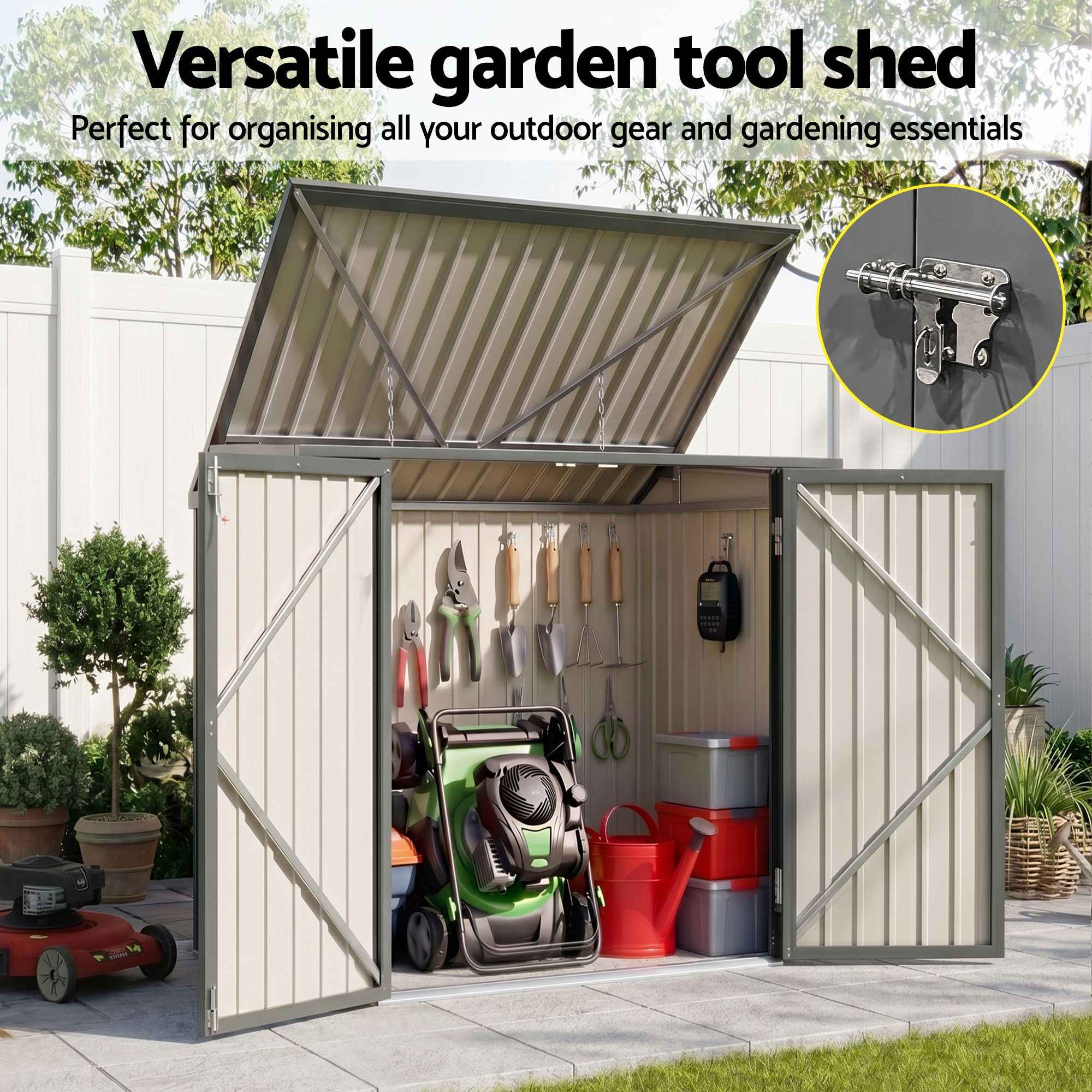 Giantz Garden Shed Wheelie Bin Storage Enclosure Outdoor Lockable Steel Cabinet