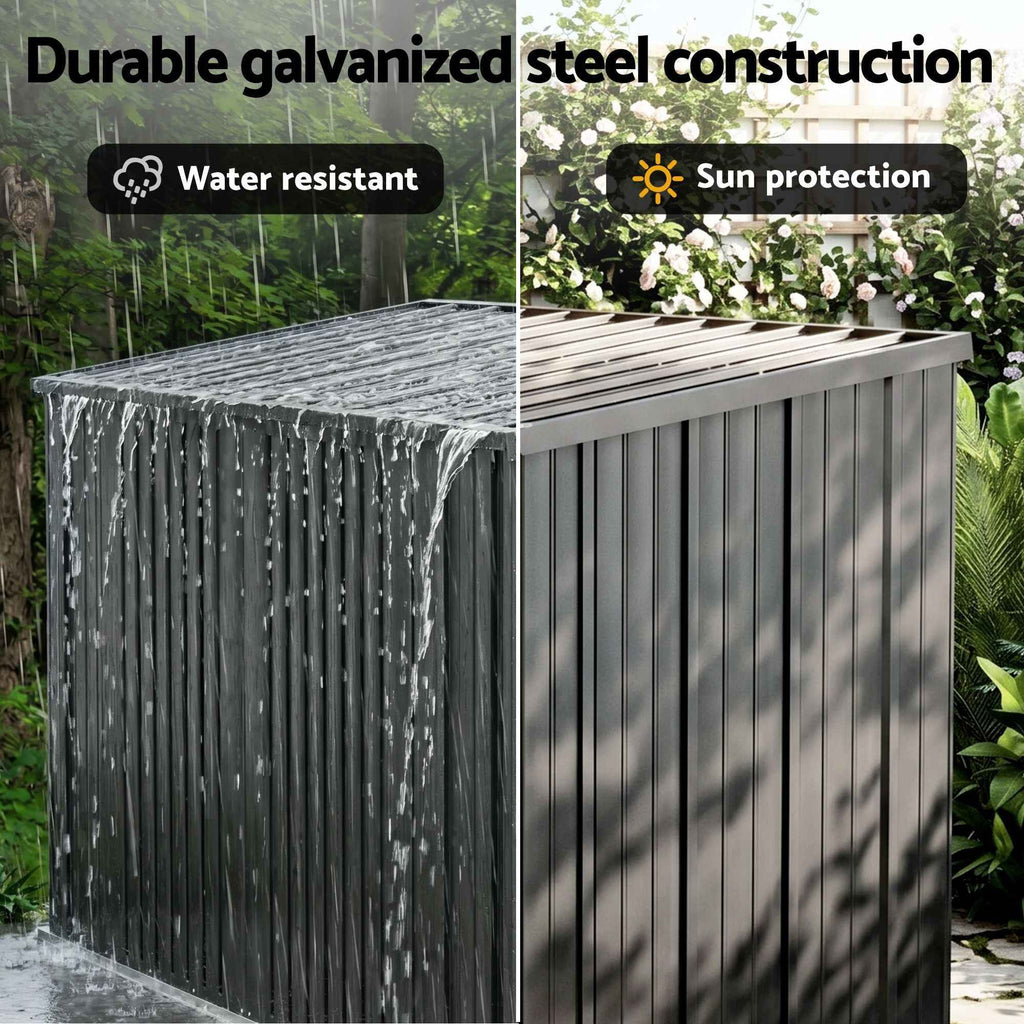 Giantz Garden Shed Wheelie Bin Storage Enclosure Outdoor Lockable Steel Cabinet
