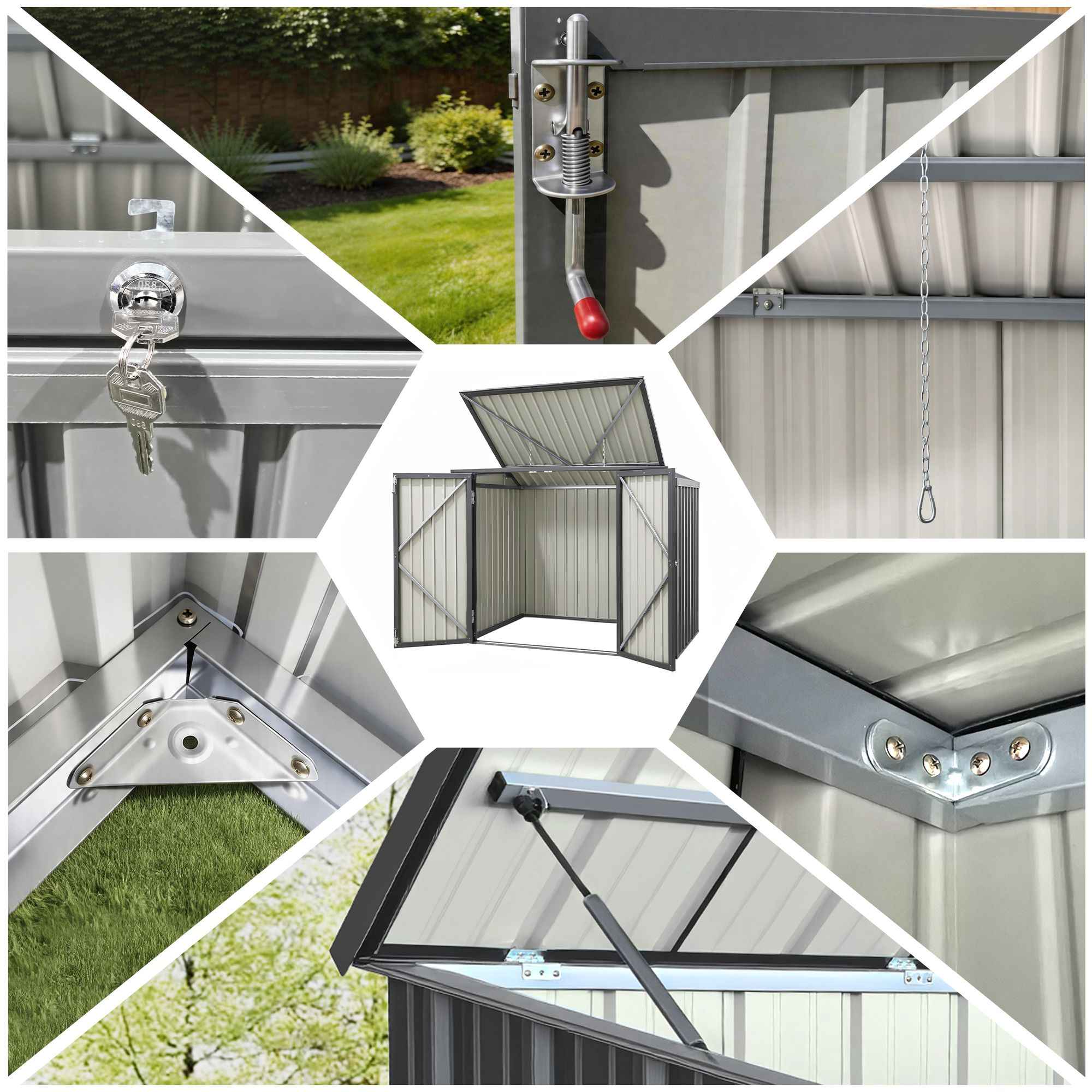 Giantz Garden Shed Wheelie Bin Storage Enclosure Outdoor Lockable Steel Cabinet