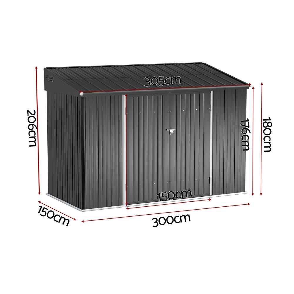 Giantz Garden Shed Galvanised Steel 3.05x1.5M Outdoor Storage Shed Workshop House Shelter