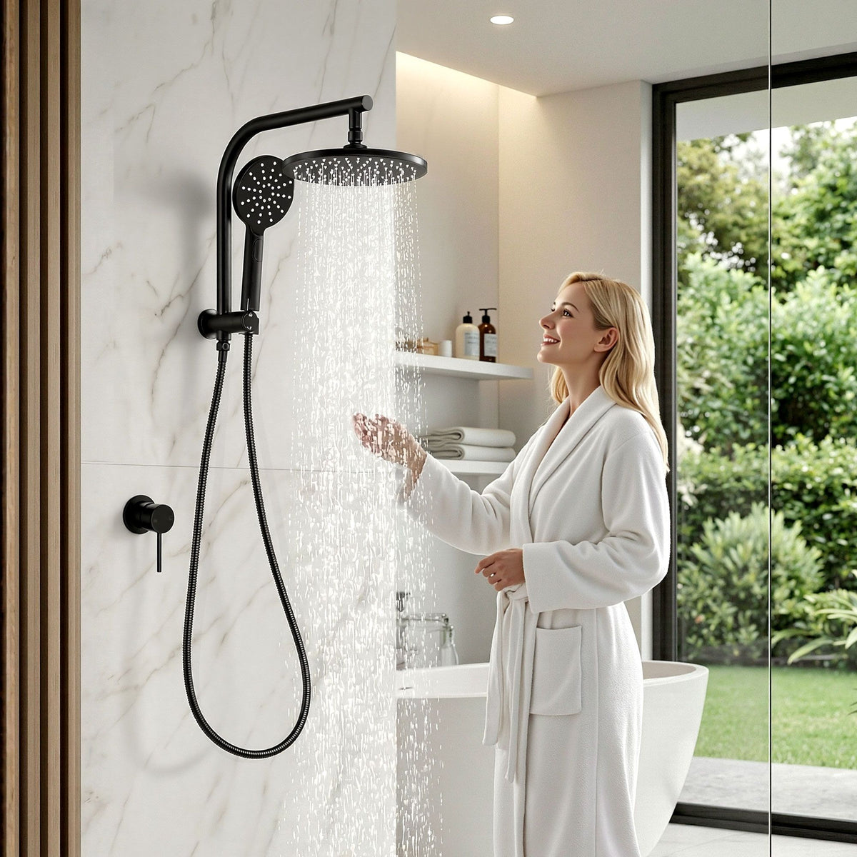 Cefito 9'' Rain Shower Head Set Handheld Round High Pressure Mixer Tap Chrome