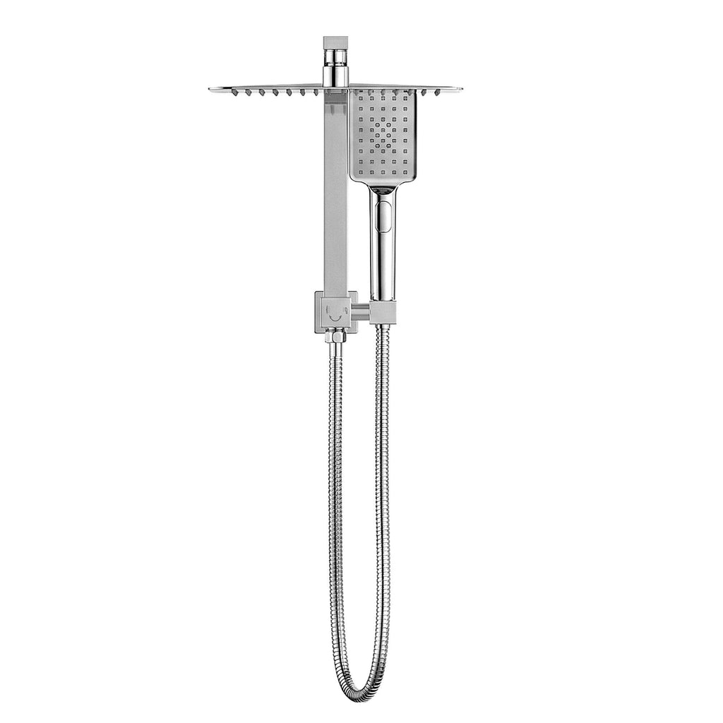 12" Rain Shower Head Set with 3-Mode Handheld Brass High Pressure WELS Chrome