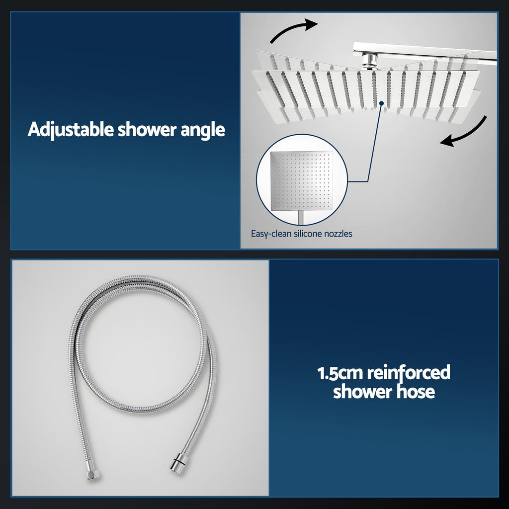 12" Rain Shower Head Set with 3-Mode Handheld Brass High Pressure WELS Chrome