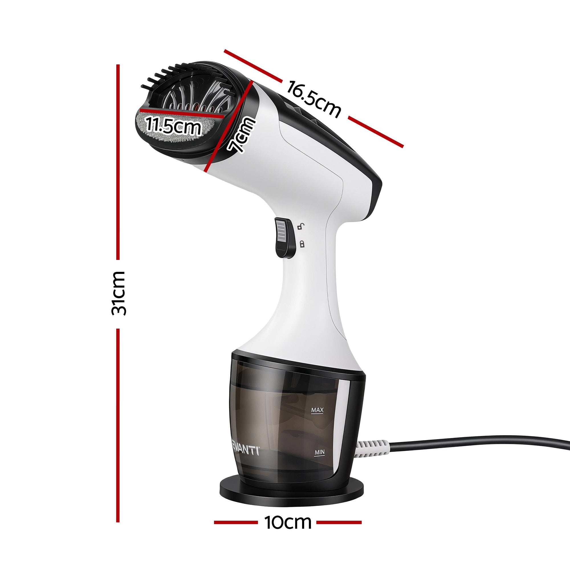 Devanti Clothes Steamer, 1500W Powerful Fast 30s Heat-Up Continuous Steam Lock 160ml Tank Fabric Brush Portable Handheld Steam Iron for Home Travel Business Trip