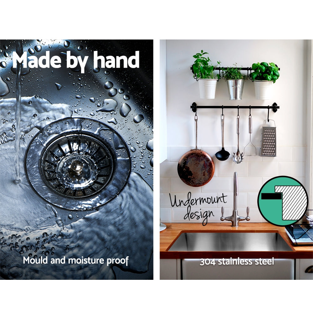 Cefito Kitchen Sink 70X45CM Stainless Steel Basin Single Bowl Silver