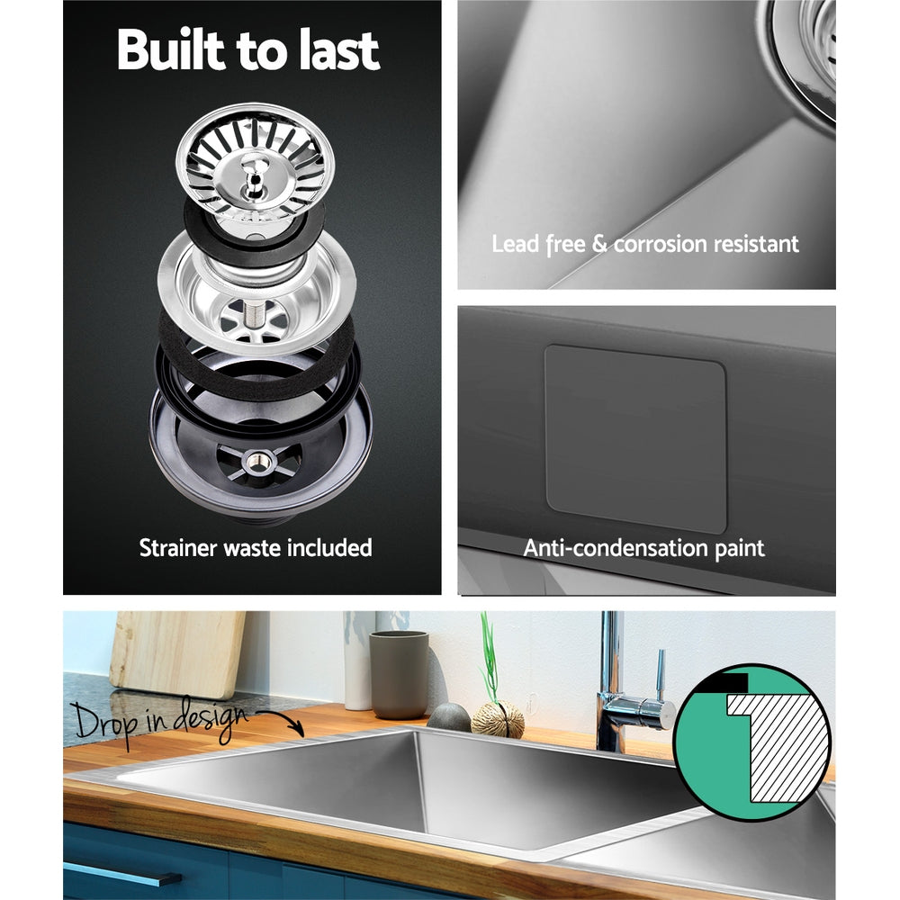 Cefito Kitchen Sink 86X44CM Stainless Steel Basin Double Bowl Silver