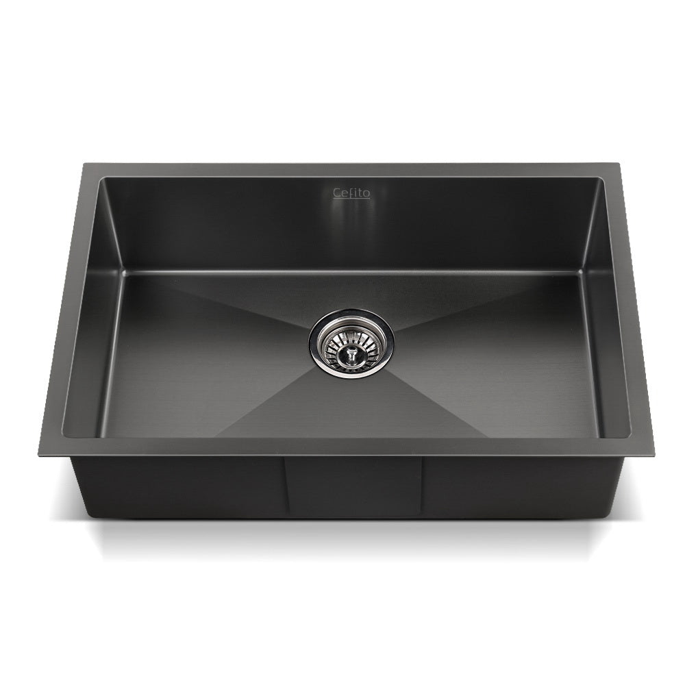 Cefito Kitchen Sink 70X45CM Stainless Steel Basin Single Bowl Black