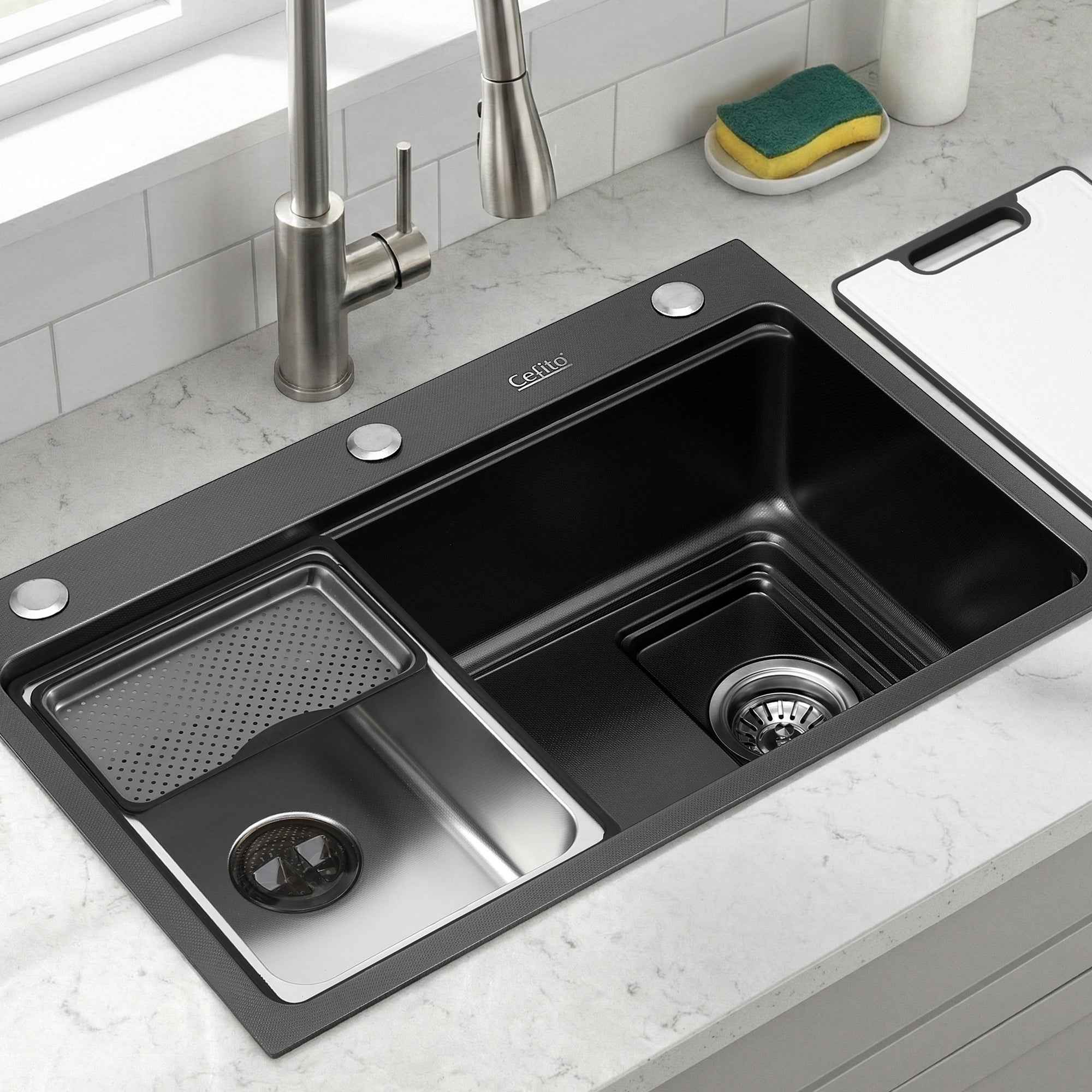 Cefito Kitchen Sink 304 Stainless Steel Bar Sink Millet Grain Water Basin Sink
