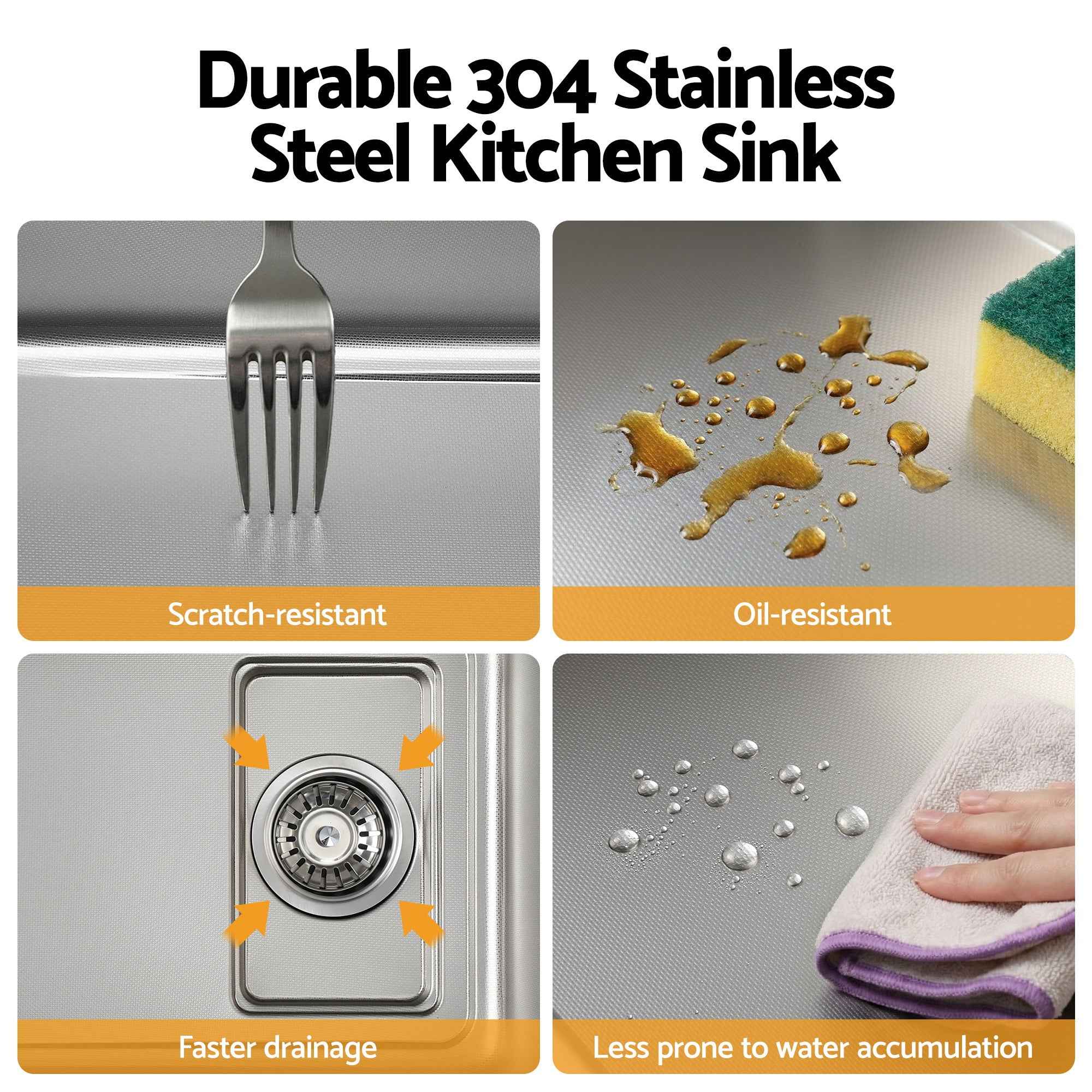 Cefito Kitchen Sink 304 Stainless Steel Bar Sink Millet Grain Water Basin Sink
