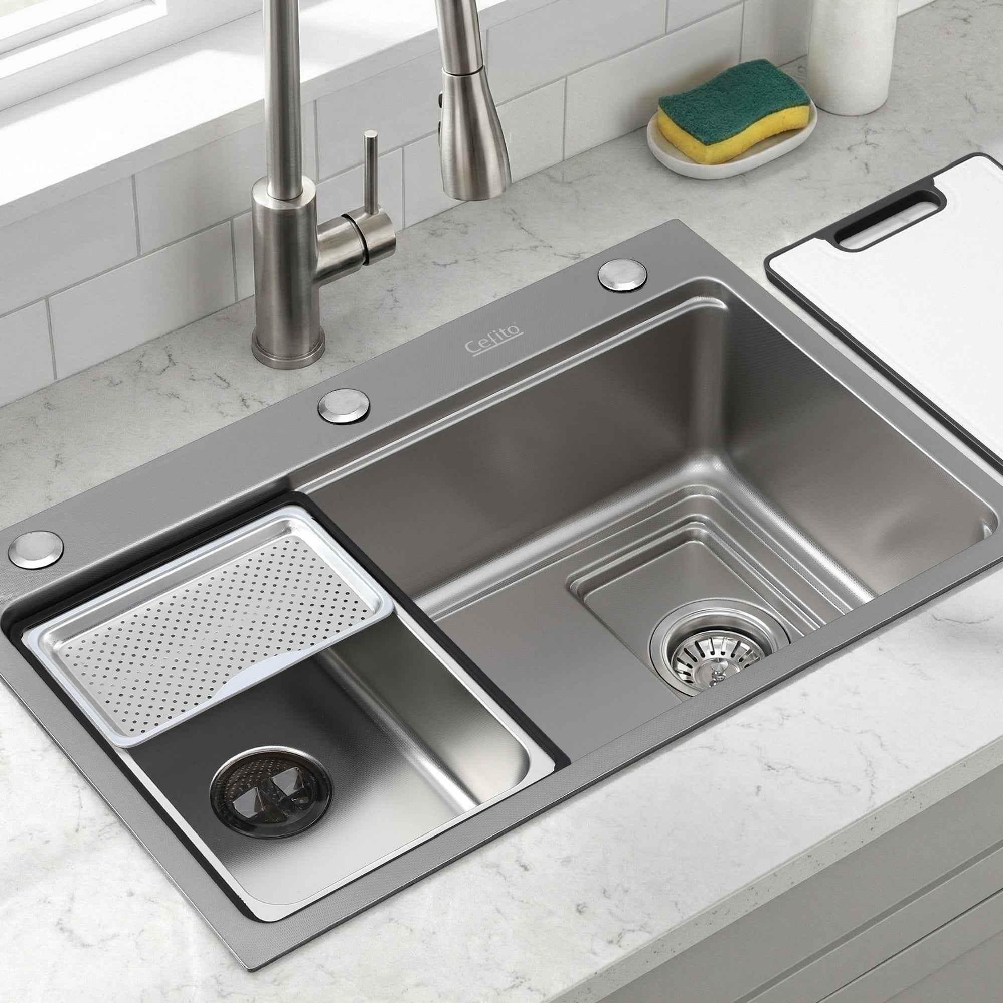 Cefito Kitchen Sink 304 Stainless Steel Bar Sink Millet Grain Water Basin Sink