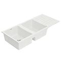 Cefito Kitchen Sink 116x50cm Granite Stone Sink Double Bowl White - YDS.com.au