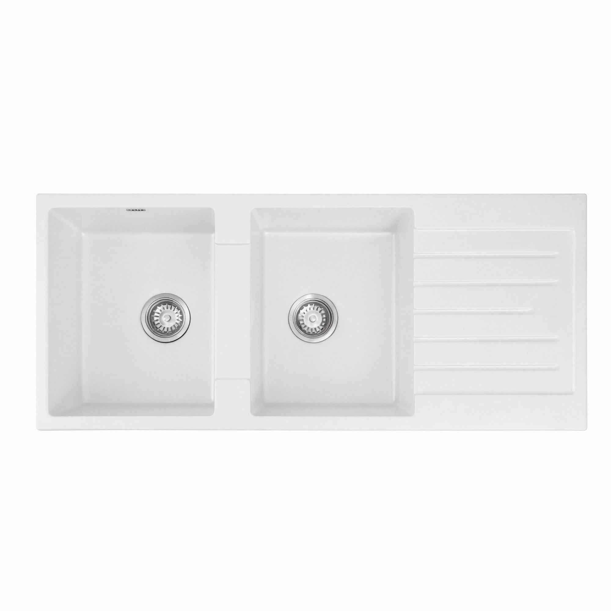Cefito Kitchen Sink 116x50cm Granite Stone Sink Double Bowl White