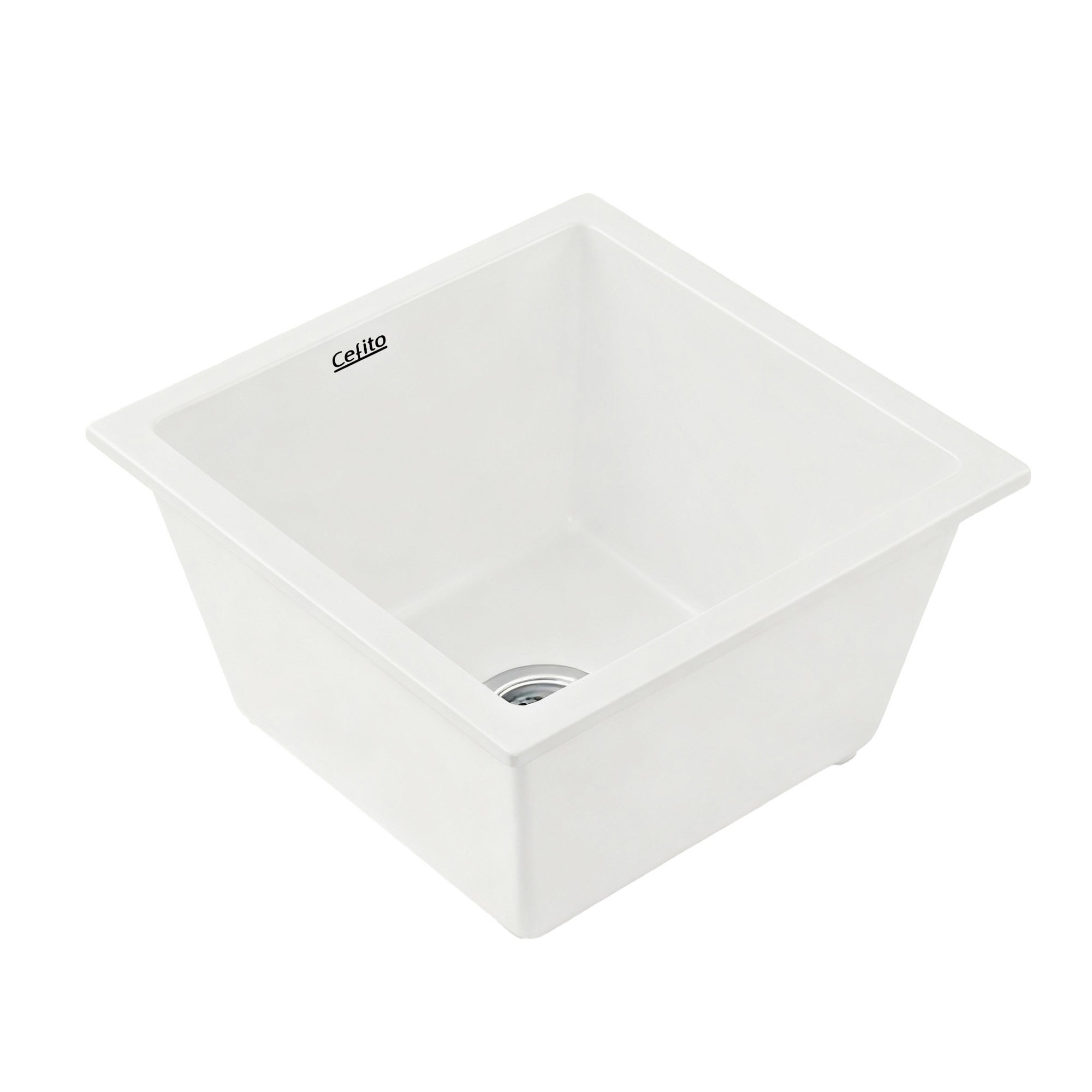 Cefito Kitchen Sink 38x38cm Granite Stone Sink Single Bowl White - YDS.com.au