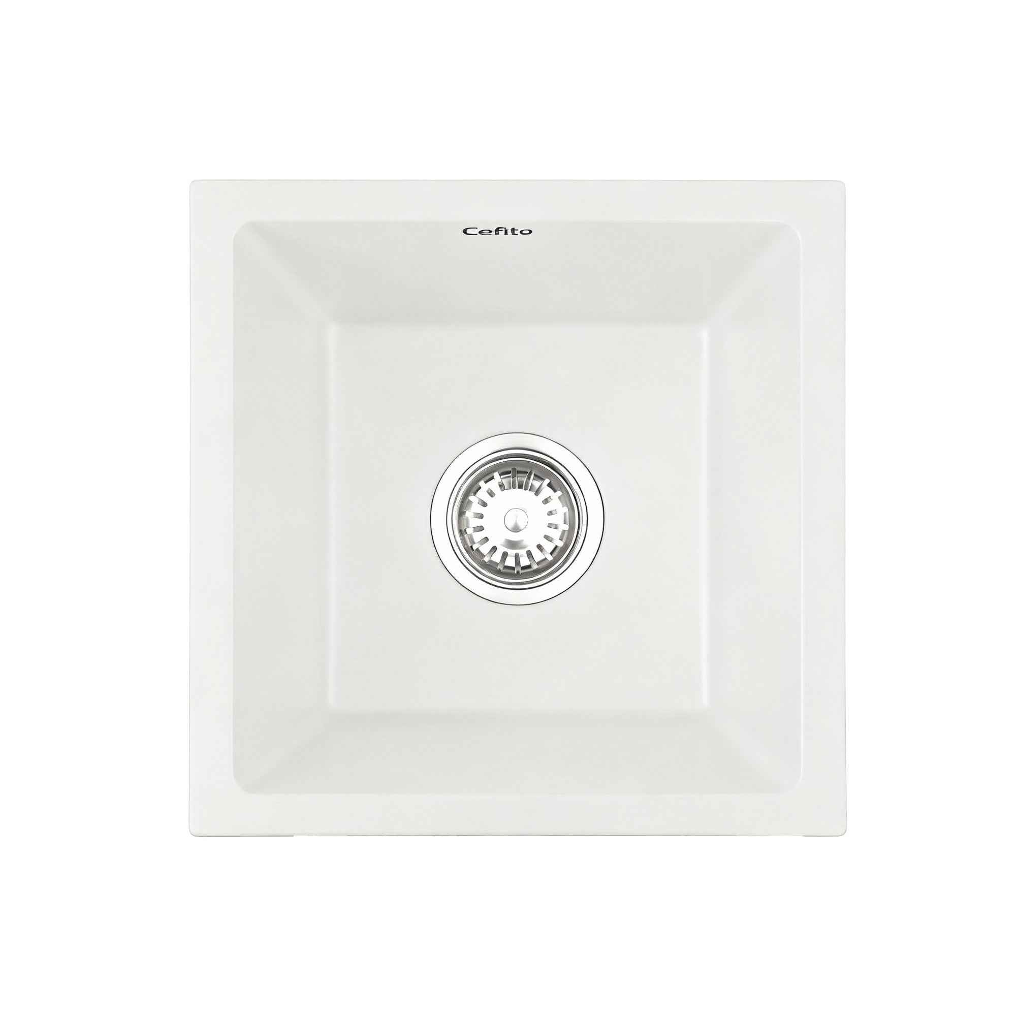 Cefito Kitchen Sink 38x38cm Granite Stone Sink Single Bowl White