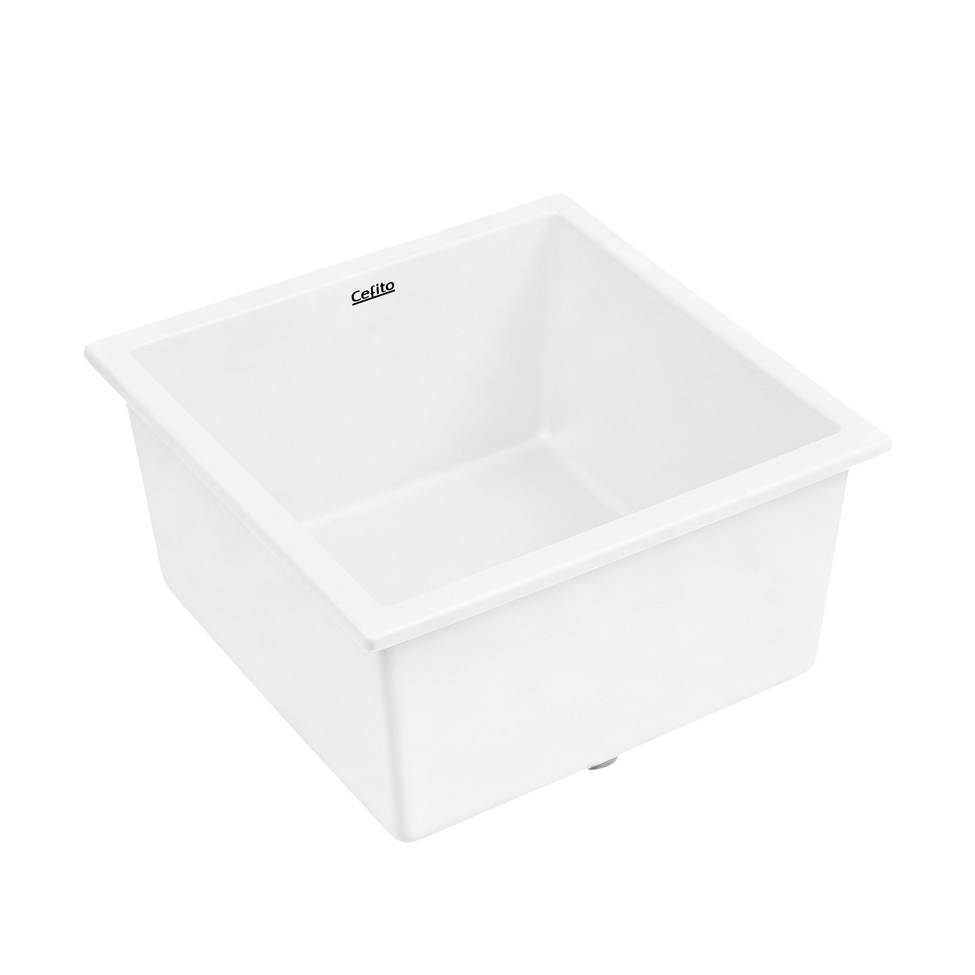 Cefito Kitchen Sink 45x45cm Granite Stone Sink Single Bowl White - YDS.com.au