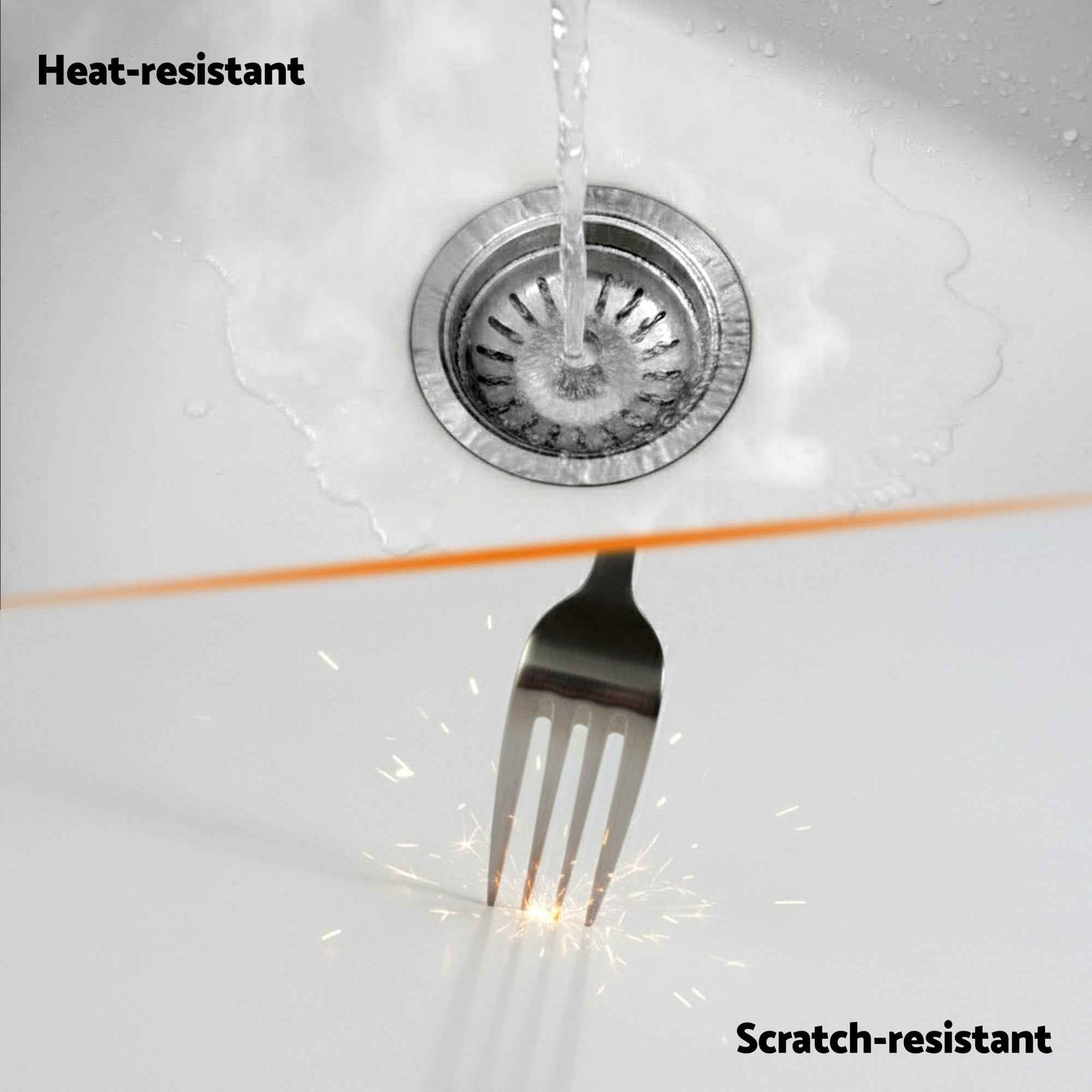 Cefito Kitchen Sink 45x45cm Granite Stone Sink Single Bowl White