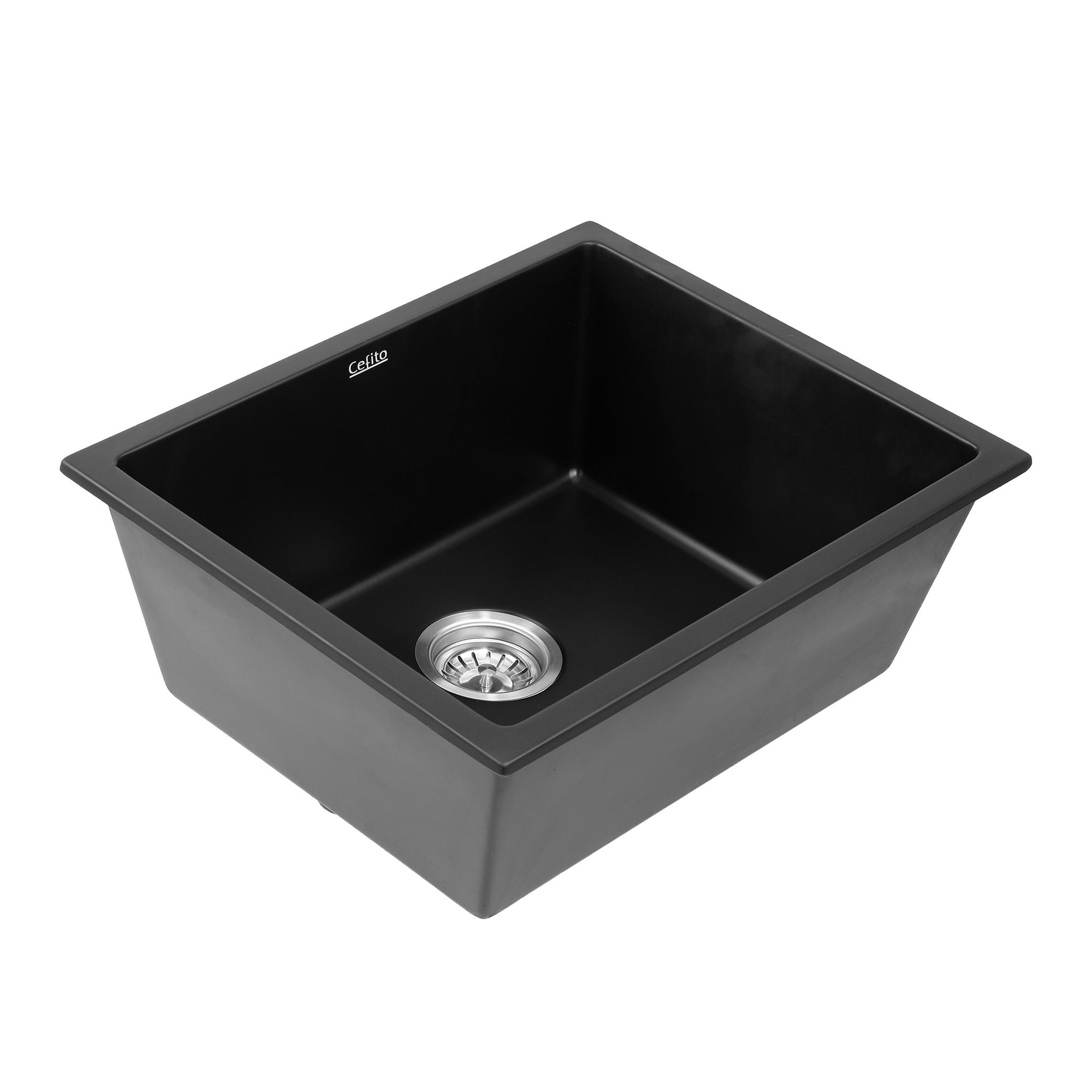 Cefito Kitchen Sink 55x45cm Granite Stone Sink Single Bowl Black - YDS.com.au