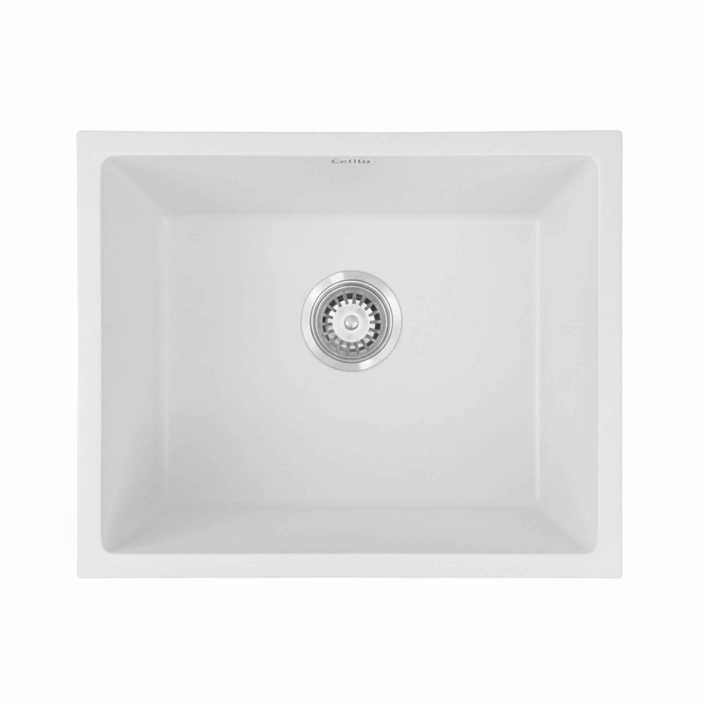 Cefito Kitchen Sink 55x45cm Granite Stone Sink Single Bowl White