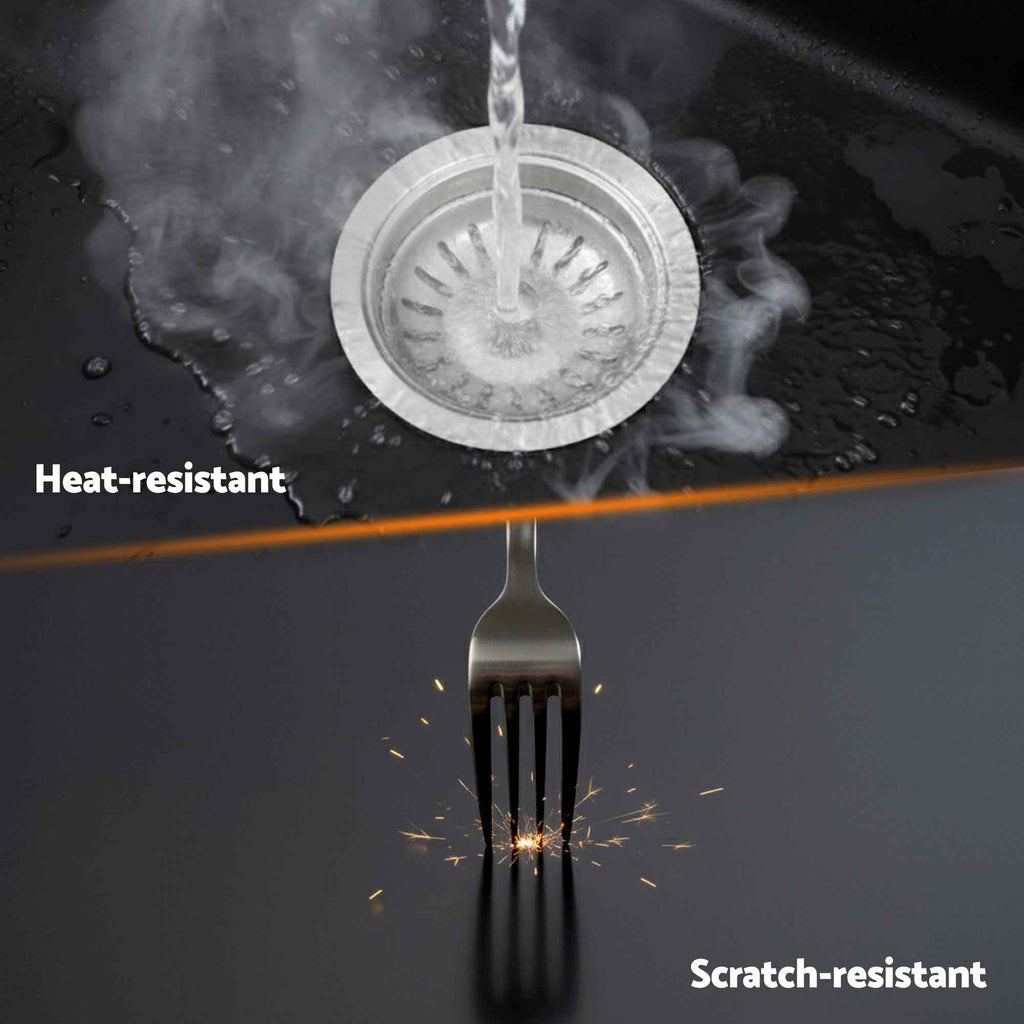 Cefito Kitchen Sink 70x45cm Granite Stone Sink Single Bowl Black