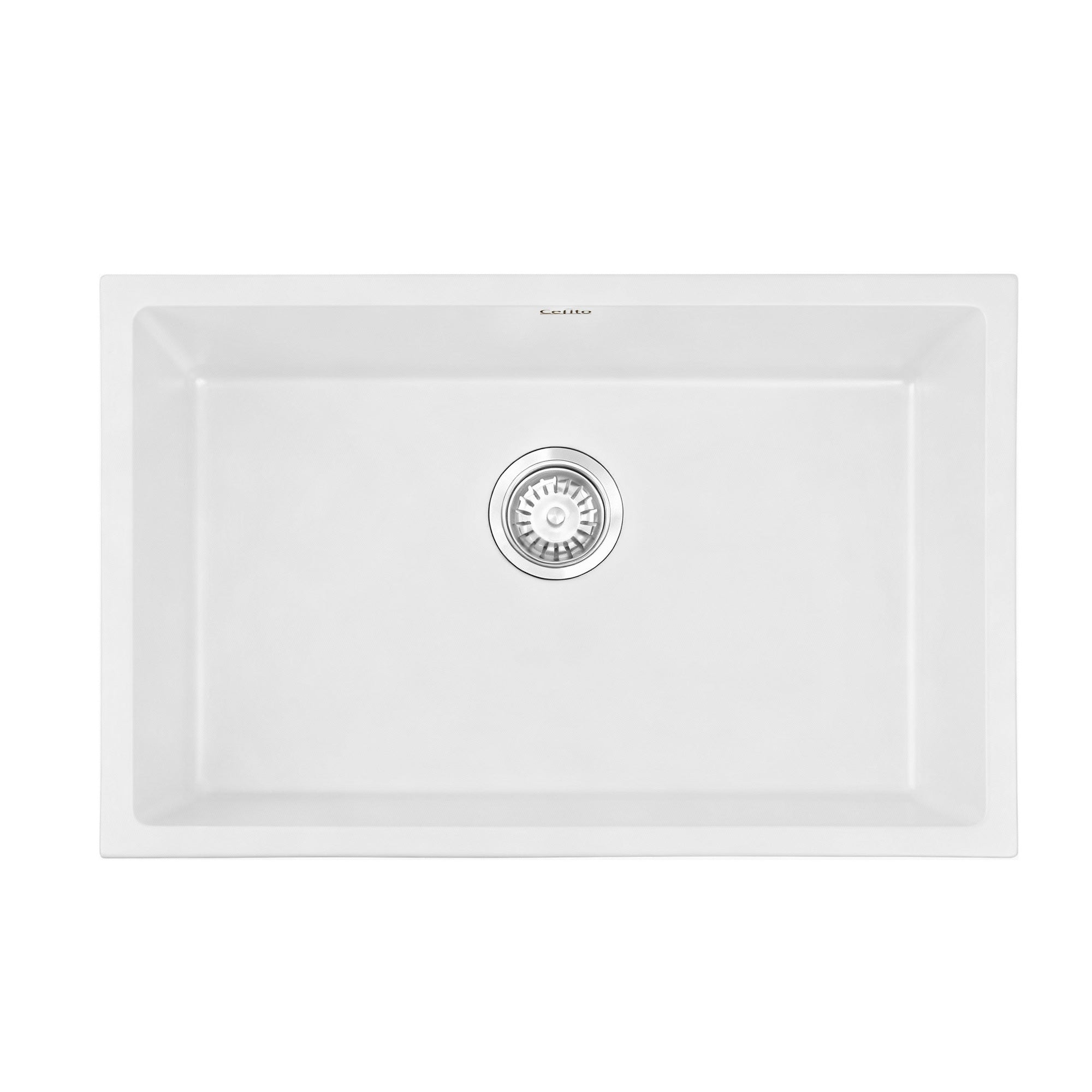 Cefito Kitchen Sink 70x45cm Granite Stone Sink Single Bowl White - YDS.com.au