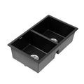 Cefito Kitchen Sink 77x45cm Granite Stone Sink Double Bowl Black - YDS.com.au