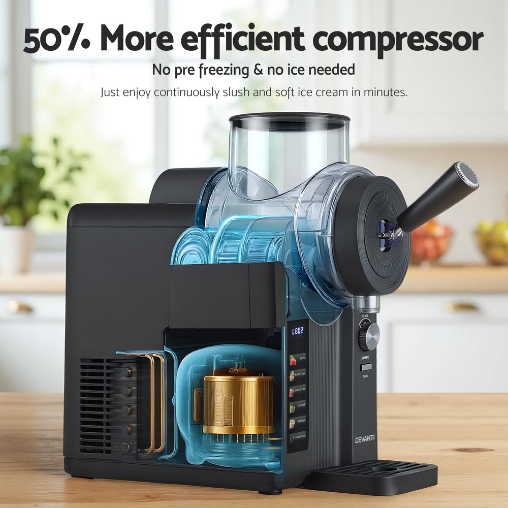 Devanti 2L Slushie Machine Ice Cream Maker Frozen Smoothies Milkshakes Black - YDS.com.au