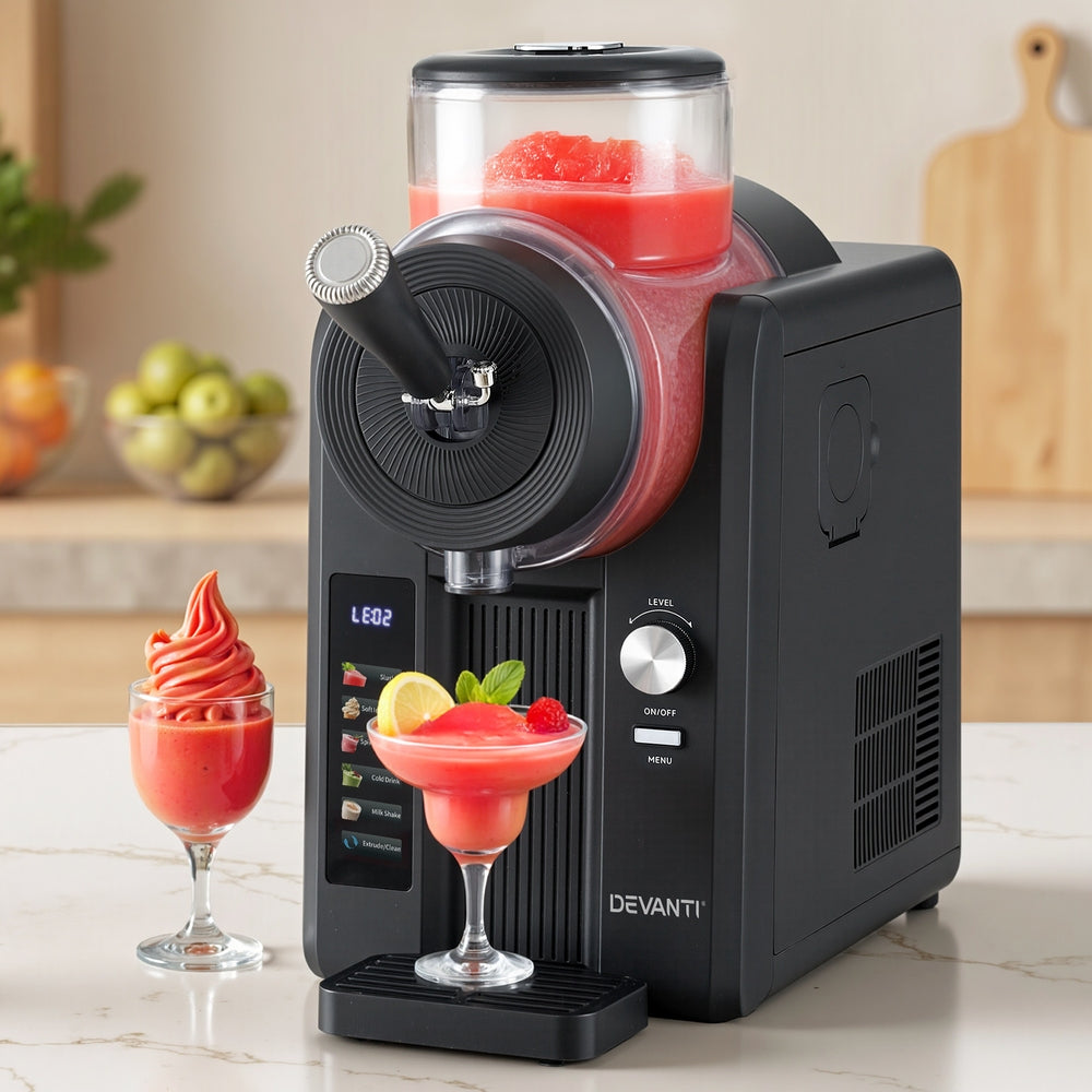 Devanti 2L Slushie Machine Ice Cream Maker Frozen Smoothies Milkshakes Black - YDS.com.au