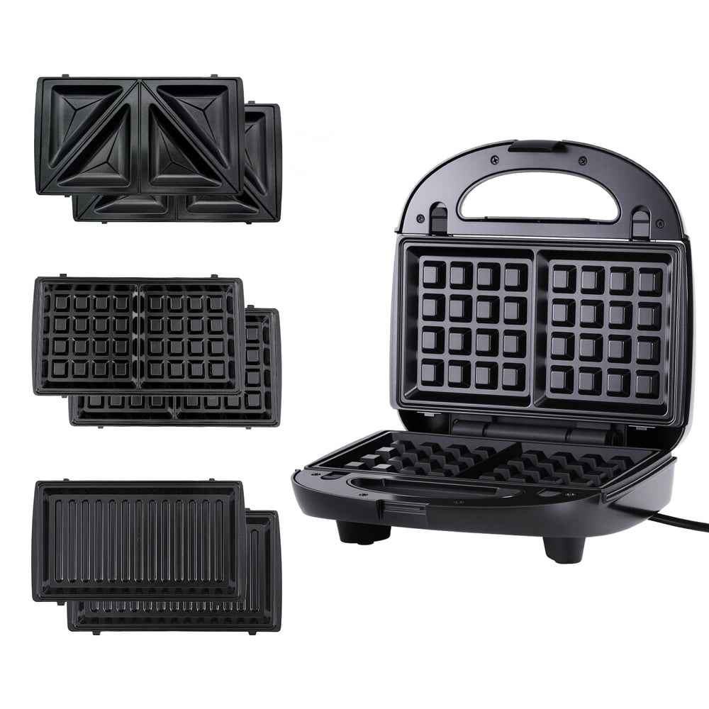 Devanti 3-in-1 Sandwich Press Waffle Maker Panini Press Grill 850W